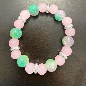 Elegant Pink and Green Beaded Bracelet